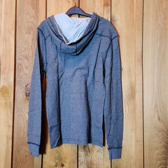 NEW Flag & Anthem Henley Athleisure 100% Cotton Hoodie, Small, Heathered Grey - Picture 3 of 9